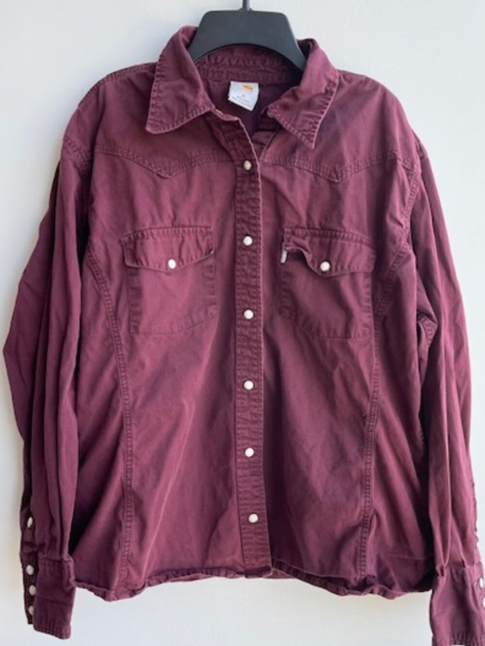 Share Carhartt Pearl Snap Womens XL Maroon Western Wear Shirt Long Sleeve Cotton